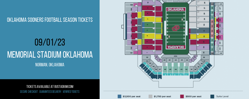 Oklahoma Sooners Football Season Tickets at Memorial Stadium Oklahoma